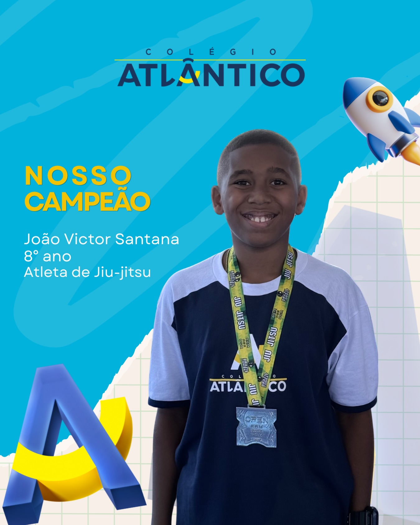 Orgulho que fala? Temos! 🥈🥋

No domingo, nosso aluno João Victor Santana, do 8° ano, representou muito bem e conquistou o vice-campeonato no Open Tamoios de Jiu-Jitsu, em Cabo Frio.

Parabéns pela garra, disciplina e determinação!

O esporte também faz parte da formação dos nossos alunos. 👏